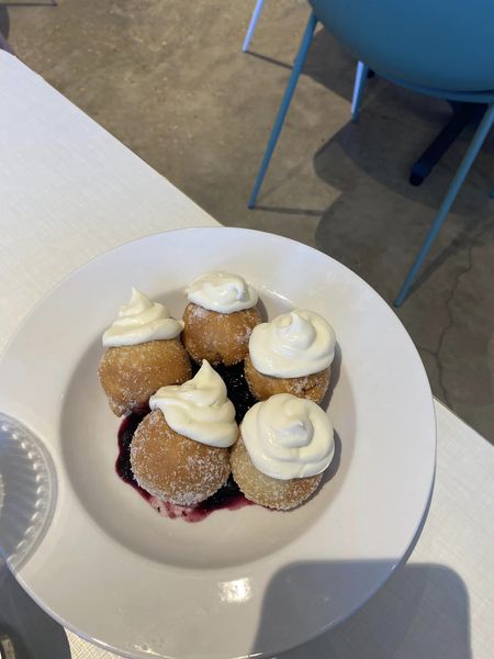 lemon mascapone served with their blueberry compote